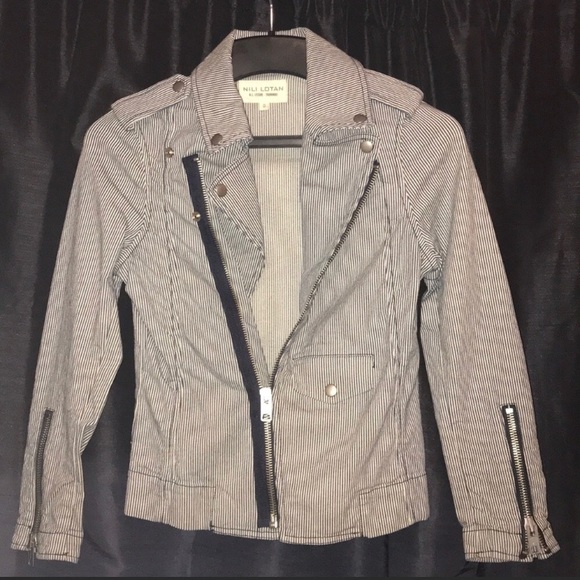 Nili Lotan Jackets & Blazers - NEW Nili Lotan Striped Biker Jacket